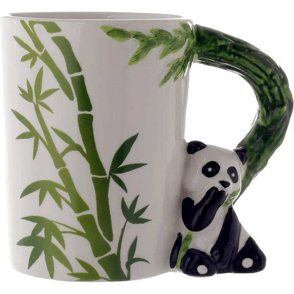 Panda Håndtag Krus, Bambus, Sort, 8 cm