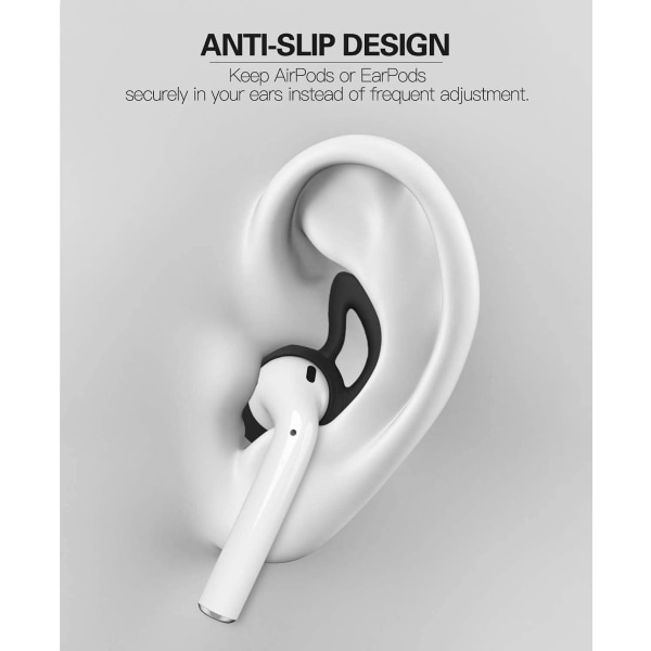 5 par öronspetsar i silikon, kompatibla med AirPods 1 och 2, mjuka och halkfria sportörspetsar i silikon, tillbehör till hörlurar med gel som motverkar droppar.