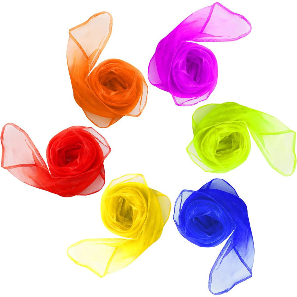 6 st Sensoriska Halsdukar, Regnbågsfärg Baby Sensoriska Leksaker Barn Dans Jonglering Halsdukar Sidenliknande