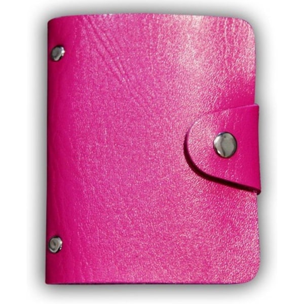 24 Slots Musta Miesten Ylellinen Pehmeä PU-nahka Luottokortti Debit Card Access Case Lompakko Tasku Y-tunnus (kirkkaan vaaleanpunainen)