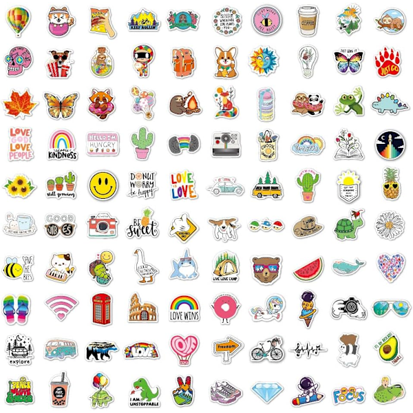 100 st Estetiska Dekaler, Estetiska Dekaler Dekorativa Dekaler för Gitarr, Mugg, Vattenflaska, Mobiltelefon, etc.