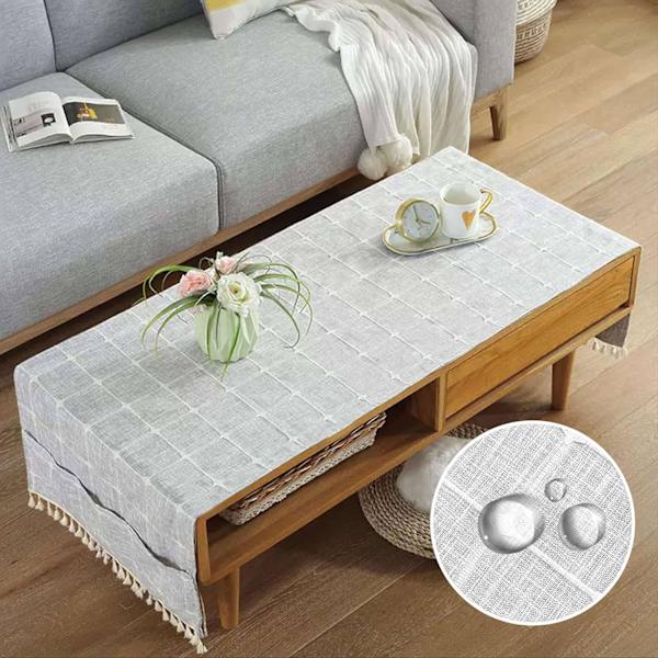 Tørk av linduk med lommer, rektangulært kaffebordtrekk, bordløper - 50x145cm lys grå