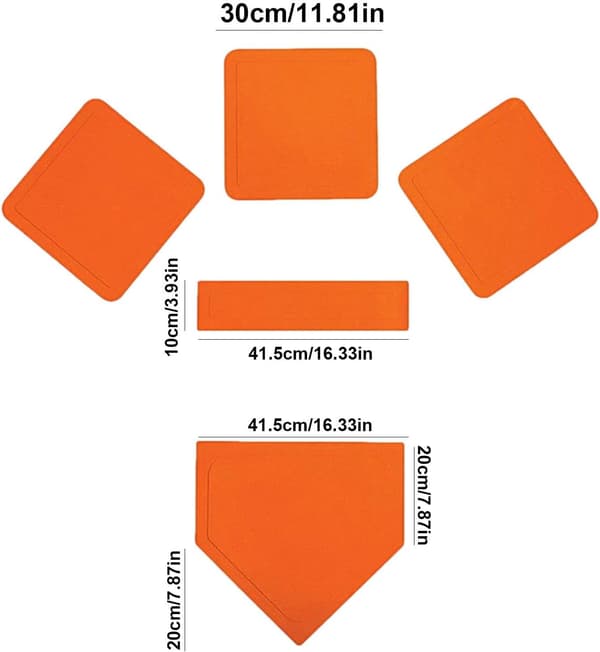 Baseballbaser | Multifunktionelt baseballbasesæt til T-ball, softball, kickball og baseball