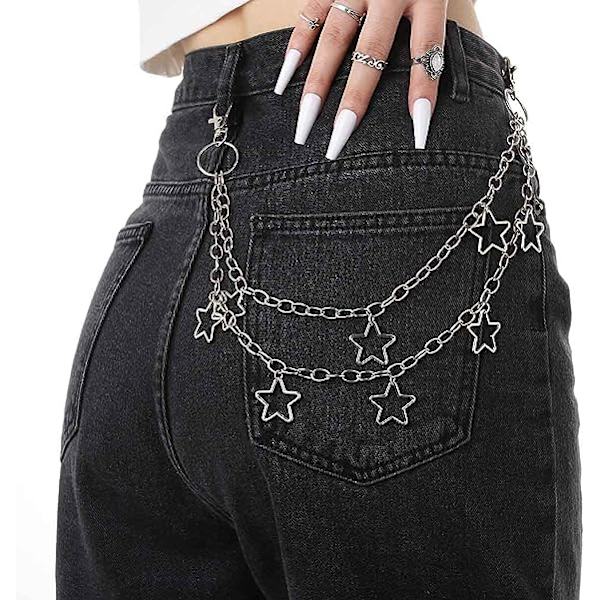 Hip Hop Bukser Kæde Goth Jeans Kæder Stjerne Punk Lomme Kæde til Kvinder Lagdelt Akryl Nøgleringe Sød Bukser Kæde Rock Tegnebog Kæde til Mænd