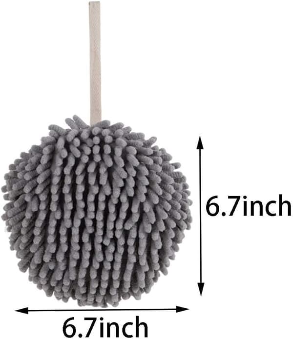Fuzzy Ball Hurtigtørrende Håndklæde, hængende køkkenhåndklæder til badeværelset, Hængende Håndklæder til Badeværelset, Køkkenhåndklæder (2 stk. grå)