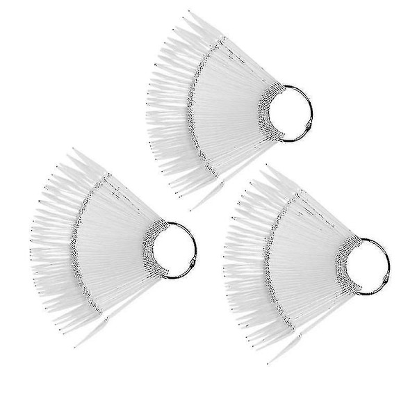 3 sæt vifte neglefarve display manicure øvelse pind neglekunst display transparent