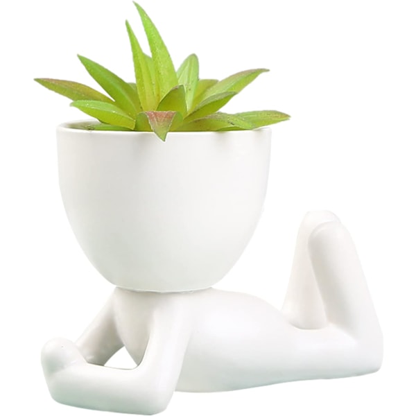 Keramiske Sukkulente Plantepotter, Kreative Små Menneskeformede Blomsterpotter, Små Plantepotter, Hvide Keramiske Blomsterpotter, Små Blomsterpotter color 1