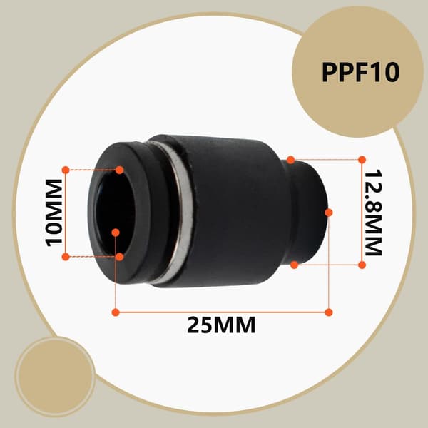10 st 10 mm rör OD Push to Connect pneumatisk lockpluggkoppling (PPF10)