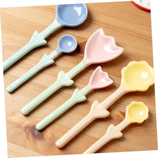 3 stk. Keramiske Blomsterske Suppeskeer Teskeer Kaffeskeer Serveringsskeer Suppe Serveringsskeer Model Kaffeske Grapefrugt Fo