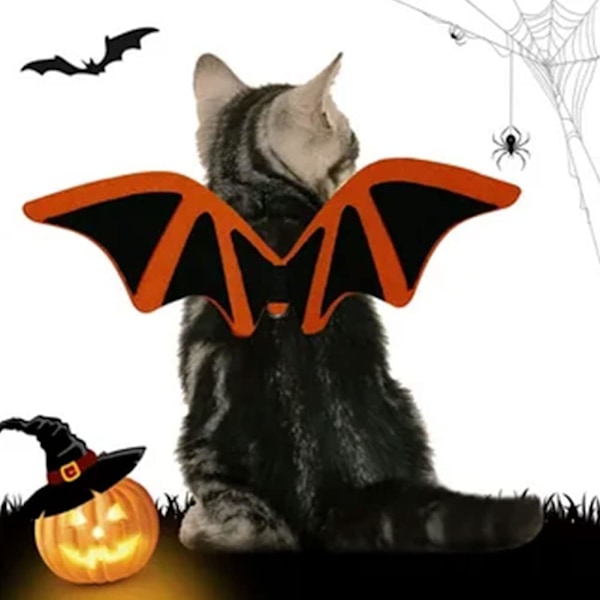 Halloween-lemmikkieläinten siivet, lemmikkilepakkosiivet, kissan lepakkosiivet, säädettävät lemmikkilepakkosiivet cosplay-asu karnevaaleille, Halloweenille ja syntymäpäiville