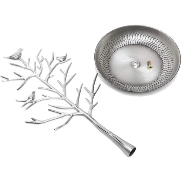 Smykkestativ Ørepynt Holder Ring Display Fugler Tre Halskjede Organizer(Antikk Sølv)