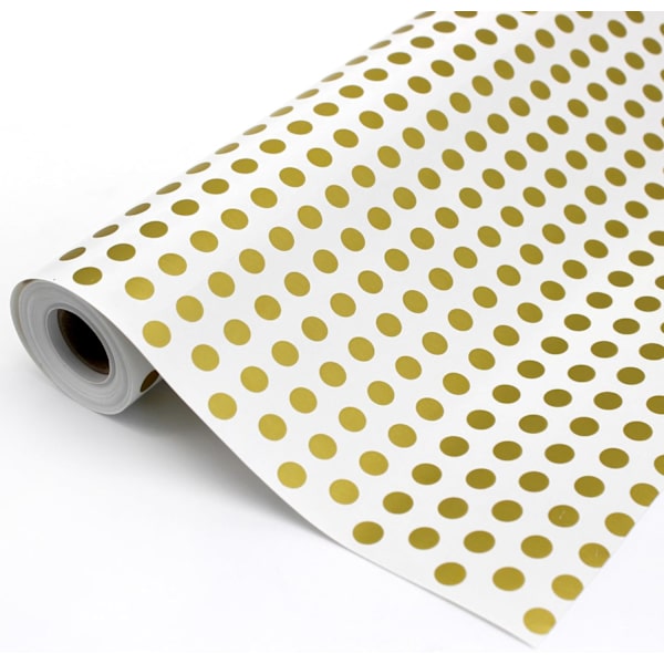 Inslagningspapper rulle 70CM x50CM Guld Polka Dot. Perfekt för: Presentinslagning, årsdagar, Trettondedag jul och jul. (Guld)