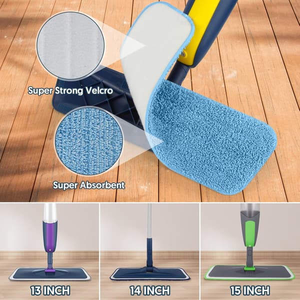 7-pak genanvendelige moppepuder til spraymoppe - mikrofiber moppe genopfyldningspuder, kompatible med 13''-15'' spraymopper og gulvmopper, lyseblå