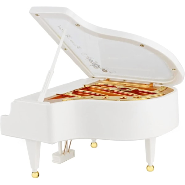 Klassisk Pianomusikkboks, Musikkgaver, Lys Melodi, Personlige Gaver til Jenter, Mini Pianobord Ornament (Hvit)