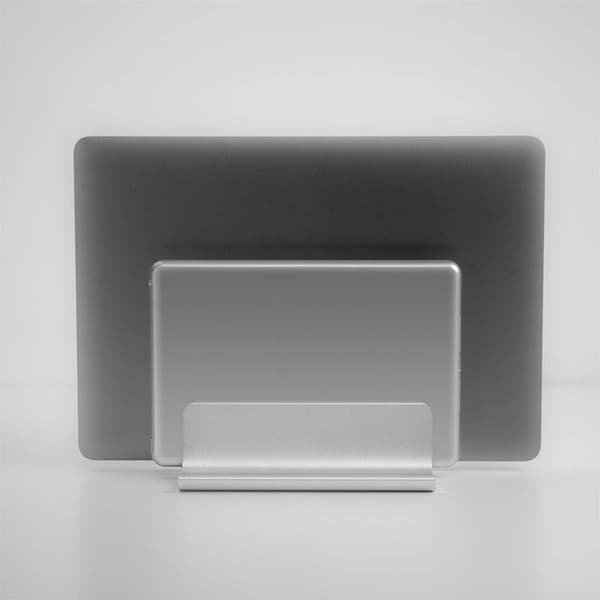 1 stk. Dobbelt Slot Vertikal Laptop Stand Aluminium Legering Skrivebordsholder Med Justerbar Dock Til Notebook Computer Tablets