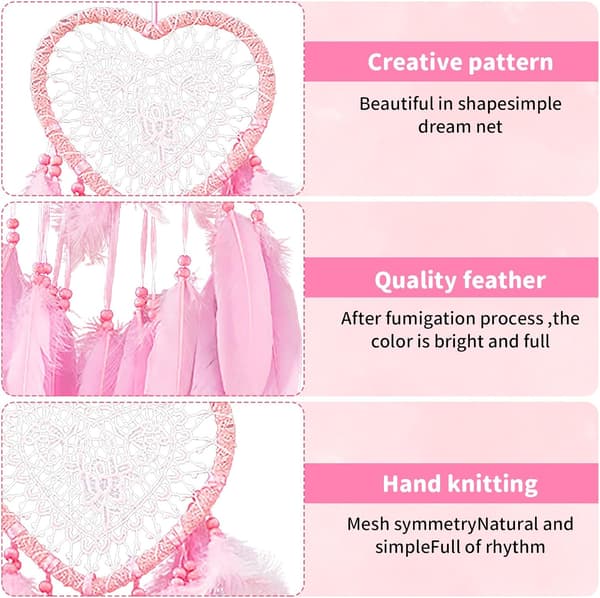 Drømmefanger, dejlig hjerteformet drømmefanger, håndlavet blonde drømmefanger, boho vævet kunstornament, til soveværelsesindretning, pink