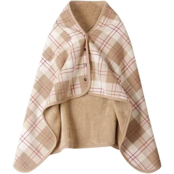Lady Multifunktion Dobbeltlags Tartan Plaid Tæppe, Tørklæde Wrap Sjal Bærbart Tæppe Blødt Sjal, Stort Varmt Blødt Sjal Wrap, Tæppe Vinter Varmt Brown