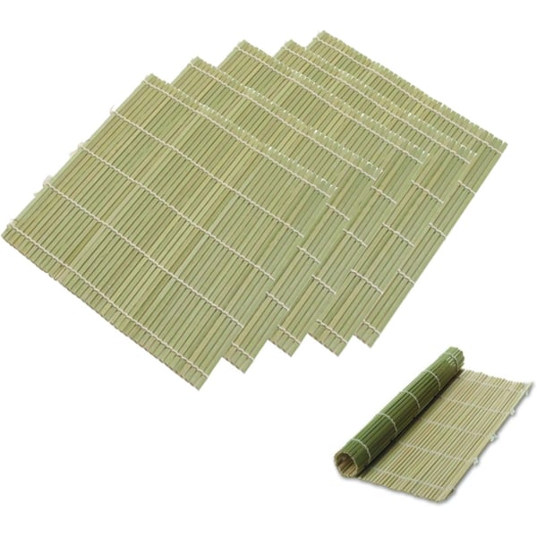 Set med 6 Sushi Roller Sushi Mats Bambu Sushi Rolling Mats Sushi Maker, 9,5 tum fyrkantig (Grön)