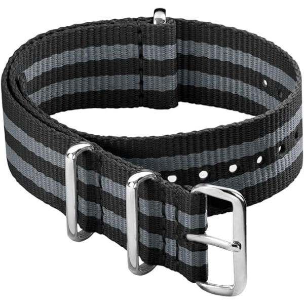 Watch Straps - Classic  Watch Strap in Nylon - black gray