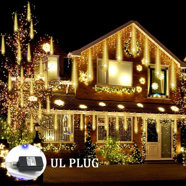 LED Julbelysning Meteorregn, 8 rör, 30 cm, 192 LED-lampor, varmvit