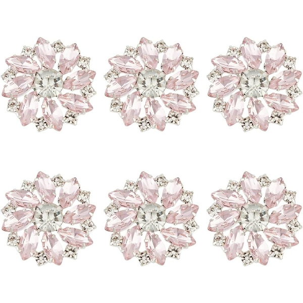 10 stk. 28MM Blomst Rhinestone Shank Knapper Krystal Sy På Knapper med 1 Hul og Flad Bagside, Rhinestone Snefnug Metal Knapper F