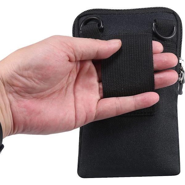 Mobiltelefon Skulderholster, Mobiltelefon Belteklipsholder, Skulder Messenger Bag Glidelås Crossbody black Small size