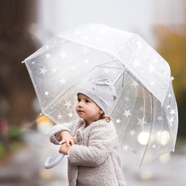 Klart och genomskinligt barnparaply med greppvänligt handtag, Dome Bubble  Paraply, vindtätt för barn, pojkar och flickor, små stjärnor 100f | Fyndiq