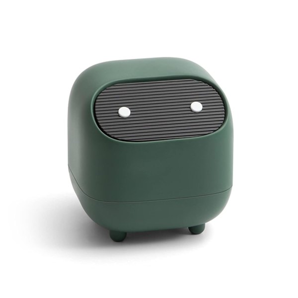 Mini søppelbøtte for skrivebord med lokk, dobbeltlags ninja-formet søppelbøtte, effektivt isolerer lukt fra kjøkken og bad.