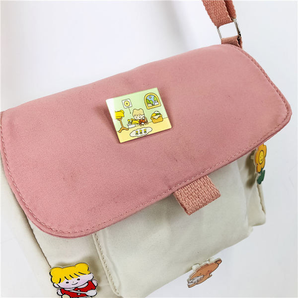 Canvas Crossbody Taske til Piger Børn Lille Messenger Taske med Spænde Justerbar Sød Skuldertaske til Børn Piger Kvinder 20x20x5cm Pink