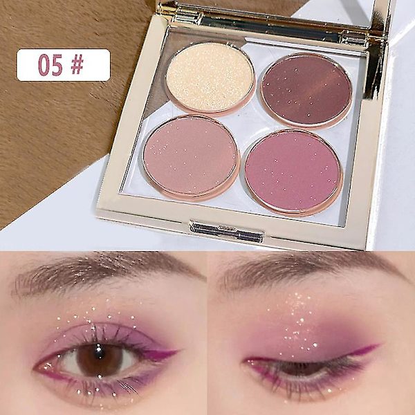 4 Värin Mattaluomiväripaletti Luonnollinen Ilme Glitter Luomiväri Pitkäkestoinen