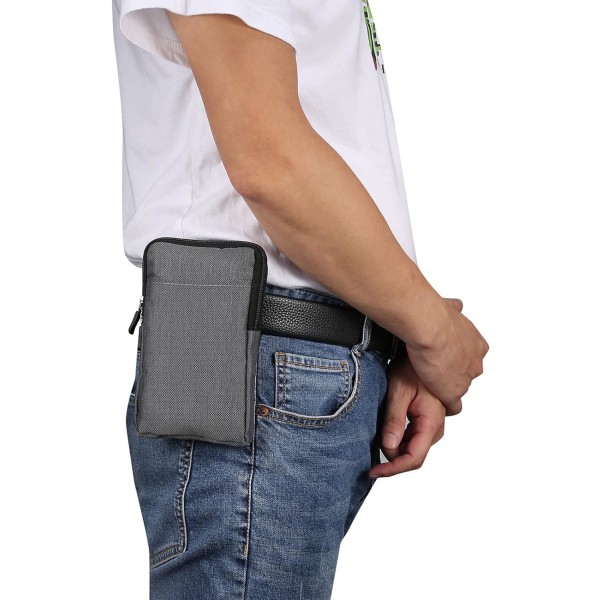 Mobiltelefon Skulderholster, Mobiltelefon Bælteklips Holder, Skulder Messenger Taske Lynlås Kryds grey Large size