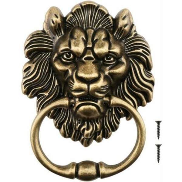 Antik dørhammer i bronze design med tigerhoved
