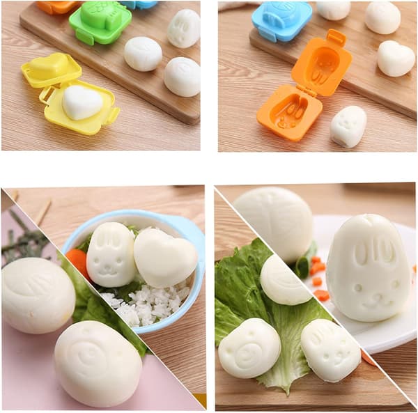 6 stk. Plast Eggform, Bakeformer for Eggkokt Egg Sushi Risform Bento Maker Sandwich Cutter