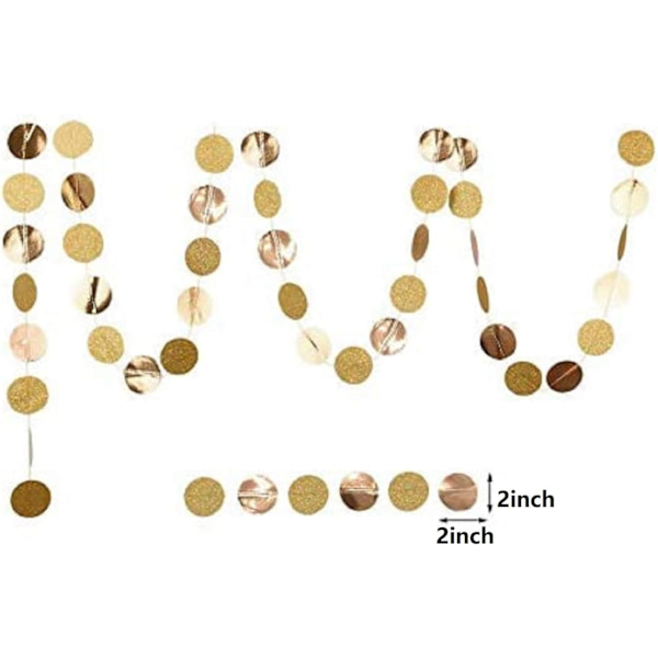 5 stk. Glitter Champagne Guld Papircirkel Prikker Girlande Banderoler Streamers Hængende Vimpel Ornament til Forlovelsesfest