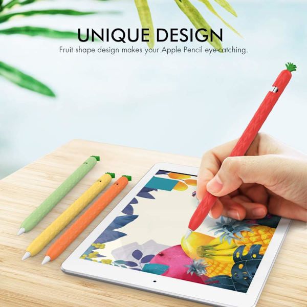 Etui til Apple Pencil 1. generation - Sød frugtdesign - Blødt beskyttende silikonecover - Tilbehør