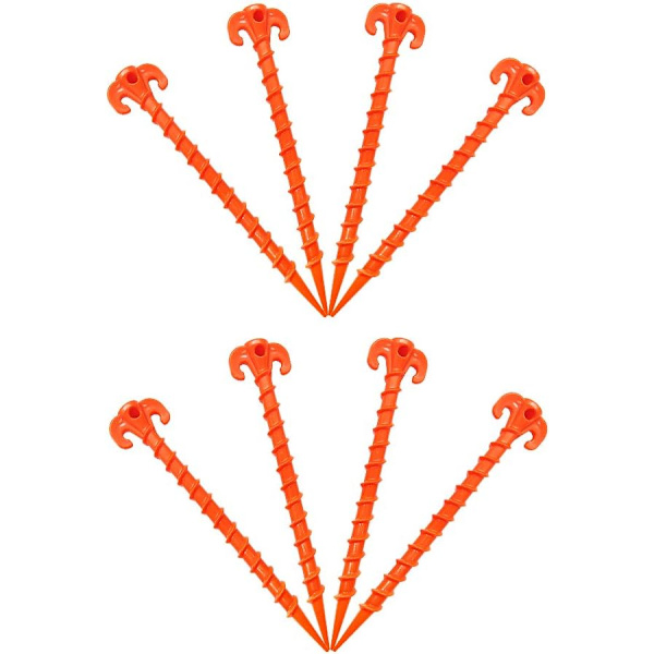 Strandtelt Pløkke Baldakin Ankre Baldakin Pløkke Heavy Duty Skru Form 10 tommer - 8 Pak Orange