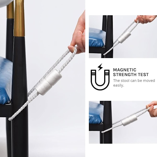2-pak magnetiske gardinholdere, håndlagde vevde taugardinholdere, praktiske dekorative gardinholdere for hjem og kontorvinduer White