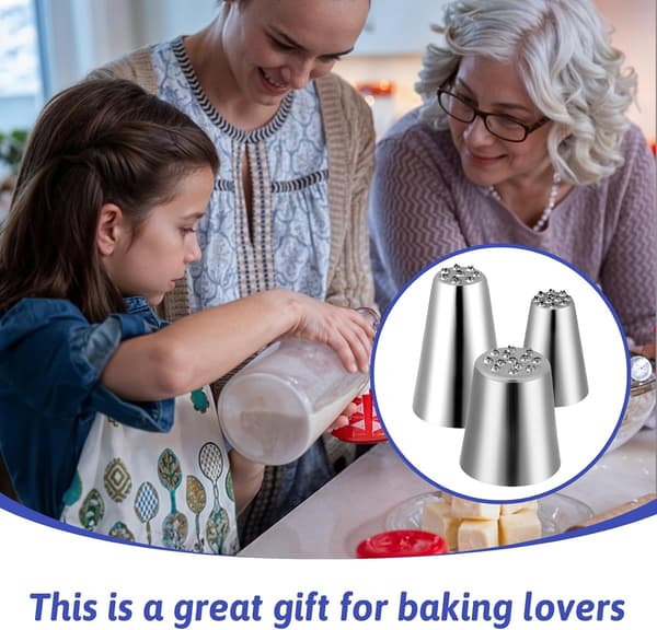3 st Gräs Spritstyllar Set, Spritstyllar i Rostfritt Stål för Tårta Gräs Glasyr Spritstyllar Multi Öppning Gräs Spritstyll (M24, 233, 234)