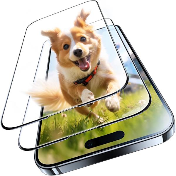 Härdat Glas Helskärm för iPhone 15 Pro - 2-pack