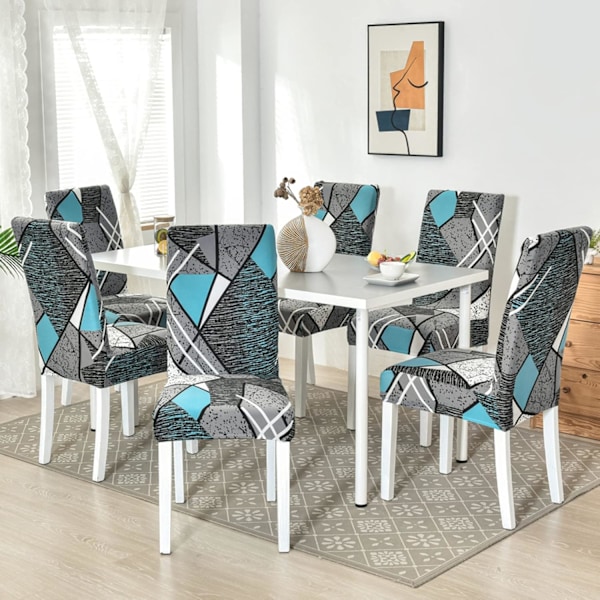 Stolsöverdrag Set om 6 Stretch Moderna Stolsöverdrag för Matrum Köks Bröllop Fest Tvättsbart Stolskydd (6 st)