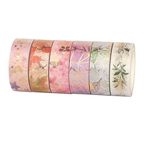 Tejpset, dekorativ tejp, pysselmaterial för DIY, Bullet Journal, pyssel, presentinslagning, scrapbooking (6 rullar)