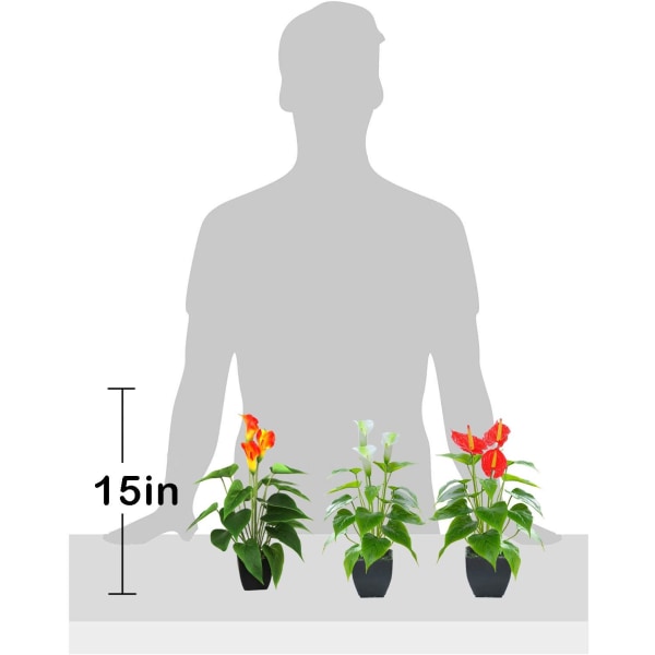 Kunstig blomst falske planter Calla Lily Faux lille potteplante med potte falsk Bonsai blomst til hjemmekontor (hvid)