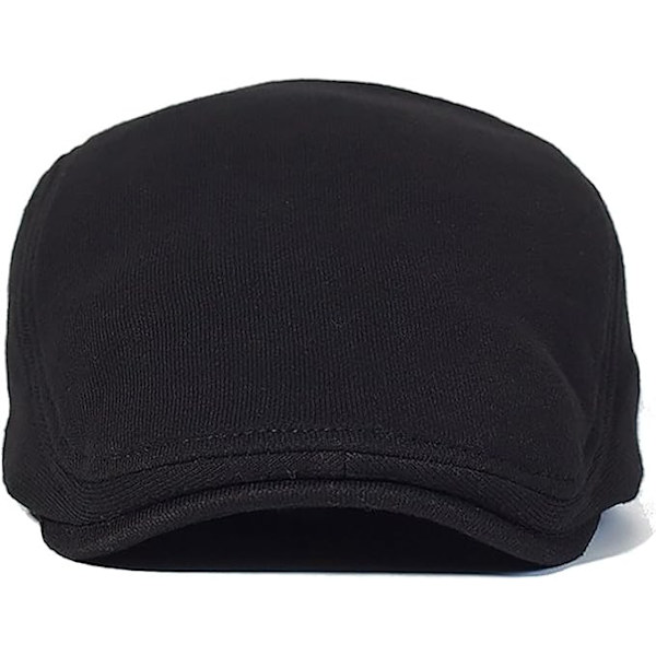 Flad beret til efterår og vinter med kasket Black