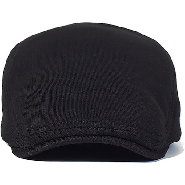 Flat beret for høst og vinter med topplue Black