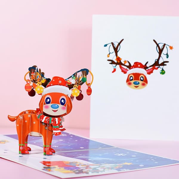 3D Kärlek Pop Up Gratulationskort Julkort (Älg 2)