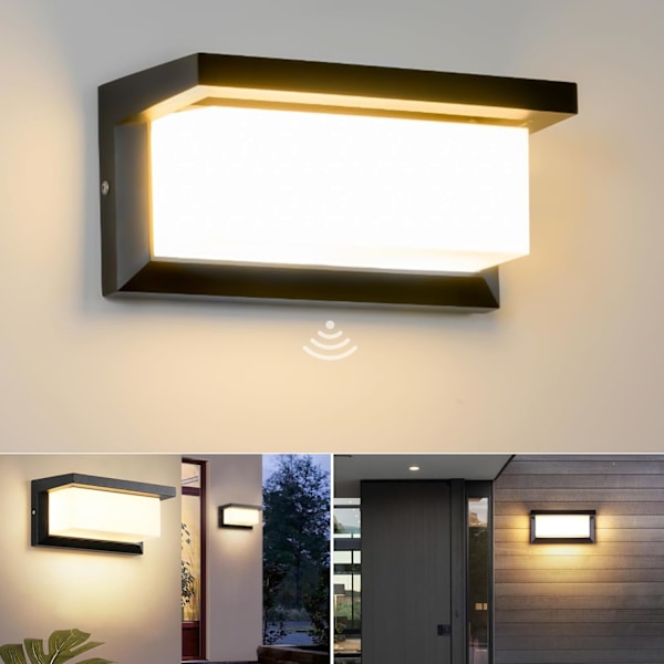 LED-vägglampa 18W varmvit 3000K rektangulär utomhusvägglampa