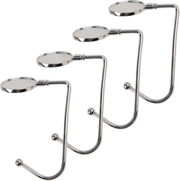 4-pack Strumpkrokar, för spiselkrans, metallkrokar med halkskydd, för juldekoration, silver