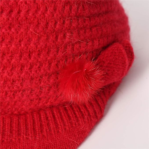 Naisten talviset neulotut hatut, pipot, villaberet Light red
