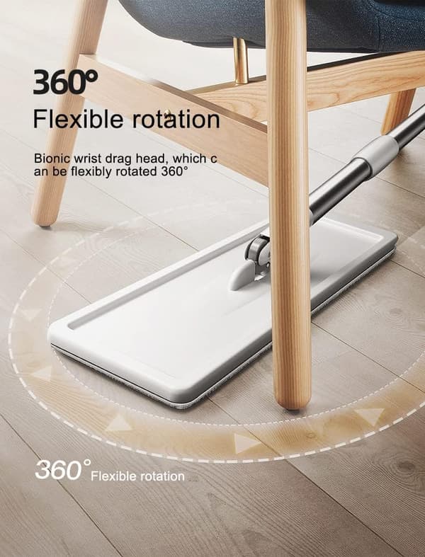 FLAT MOP NYHET! Overlegen solid og sterk, enkel og grei klemmebøtte, flat mopp med 8 puter inkludert erstatning 10 minutter