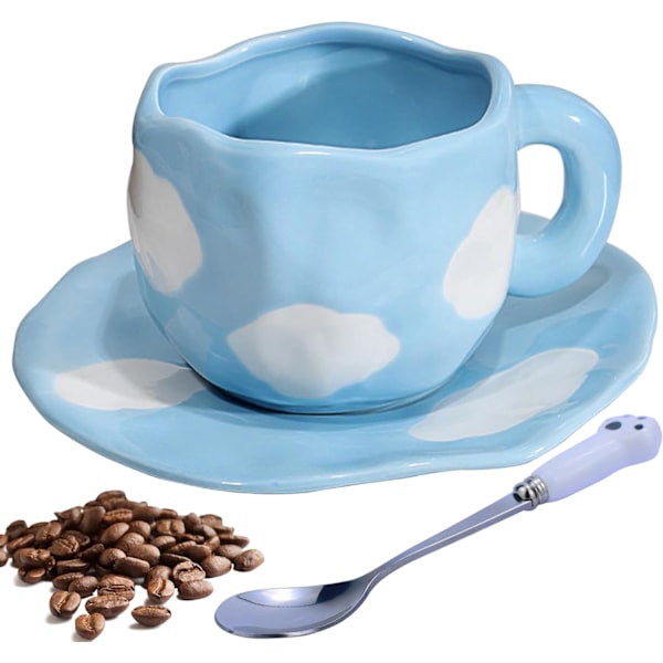 Kaffekoppsett med underkopp Muggegaver til kvinner Bursdag Keramikkkopp 250 ml Kaffekopp med underkopp Bursdagsgave til kvinner color 2